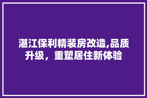 湛江保利精装房改造,品质升级，重塑居住新体验