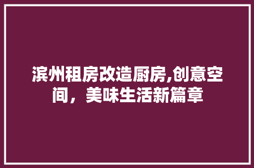 滨州租房改造厨房,创意空间，美味生活新篇章