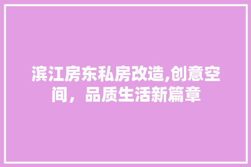 滨江房东私房改造,创意空间，品质生活新篇章