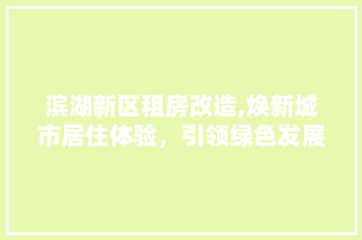 滨湖新区租房改造,焕新城市居住体验，引领绿色发展新潮流
