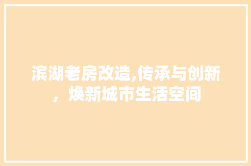 滨湖老房改造,传承与创新，焕新城市生活空间 家电维修