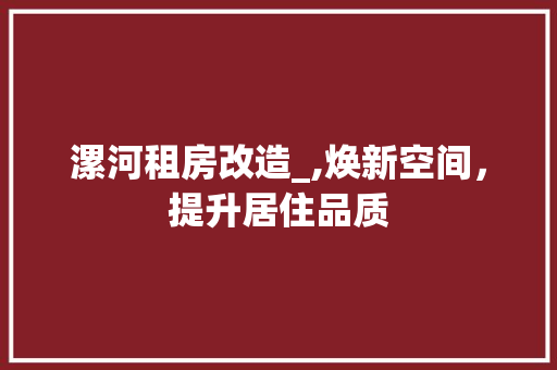 漯河租房改造_,焕新空间，提升居住品质