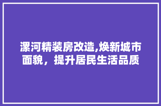 漯河精装房改造,焕新城市面貌，提升居民生活品质