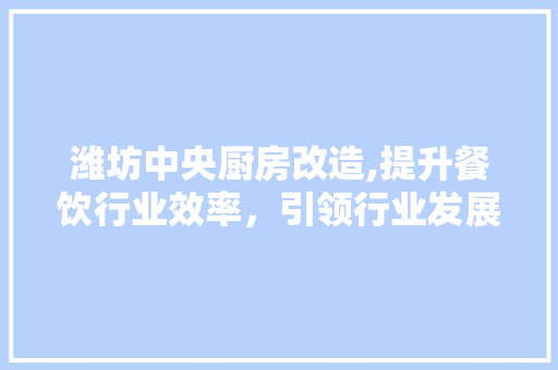 潍坊中央厨房改造,提升餐饮行业效率，引领行业发展新趋势 综合便民