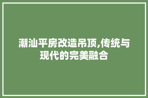 潮汕平房改造吊顶,传统与现代的完美融合