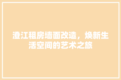 澄江租房墙面改造，焕新生活空间的艺术之旅 汽车维修