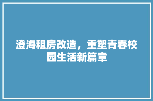 澄海租房改造，重塑青春校园生活新篇章 墙体维修