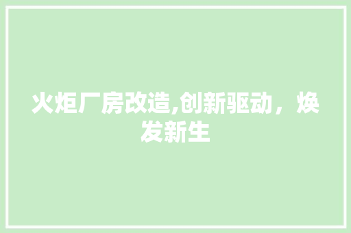 火炬厂房改造,创新驱动，焕发新生 厨房维修