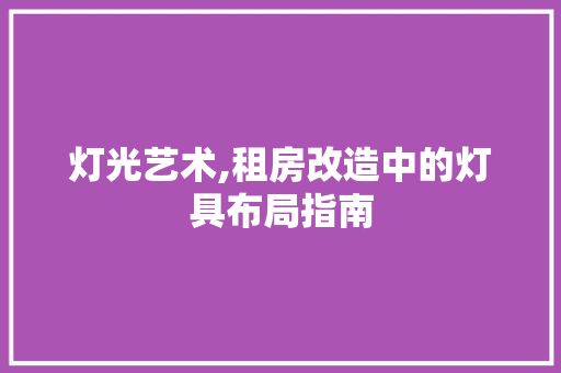 灯光艺术,租房改造中的灯具布局指南 厨房维修