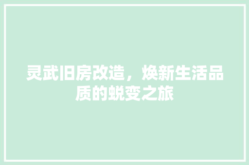 灵武旧房改造，焕新生活品质的蜕变之旅