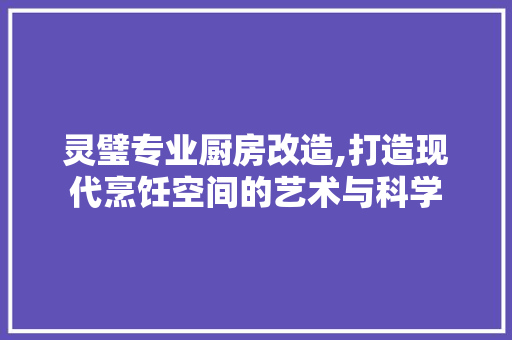 灵璧专业厨房改造,打造现代烹饪空间的艺术与科学