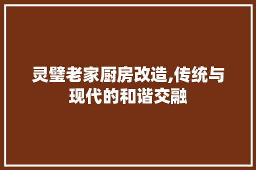 灵璧老家厨房改造,传统与现代的和谐交融 厨房维修