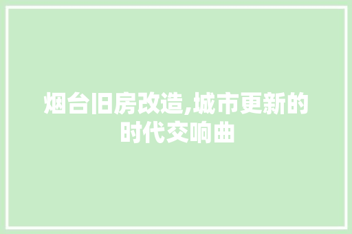 烟台旧房改造,城市更新的时代交响曲 综合便民