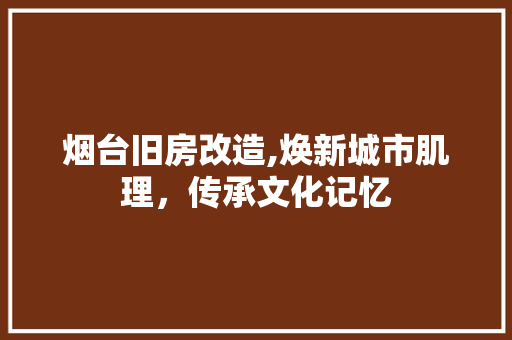 烟台旧房改造,焕新城市肌理，传承文化记忆