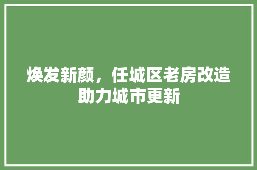 焕发新颜，任城区老房改造助力城市更新 家电维修