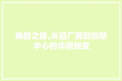 焕新之旅,从旧厂房到创新中心的华丽蜕变