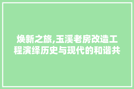 焕新之旅,玉溪老房改造工程演绎历史与现代的和谐共生