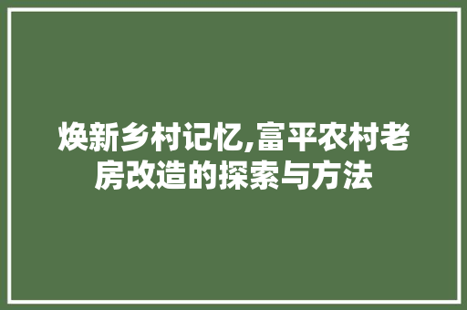 焕新乡村记忆,富平农村老房改造的探索与方法