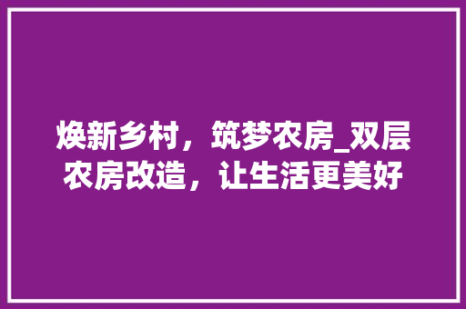 焕新乡村，筑梦农房_双层农房改造，让生活更美好