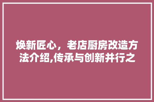焕新匠心，老店厨房改造方法介绍,传承与创新并行之路