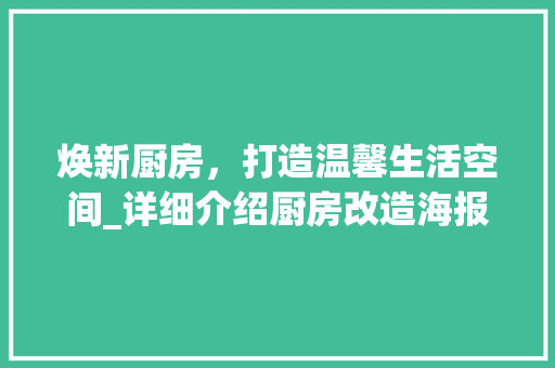 焕新厨房，打造温馨生活空间_详细介绍厨房改造海报图