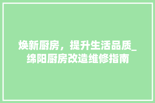 焕新厨房，提升生活品质_绵阳厨房改造维修指南 汽车维修