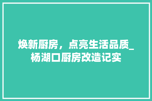 焕新厨房，点亮生活品质_杨湖口厨房改造记实