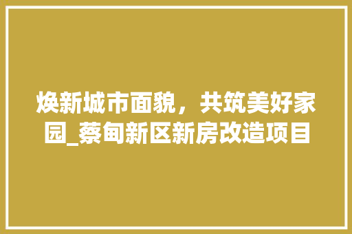 焕新城市面貌，共筑美好家园_蔡甸新区新房改造项目纪实
