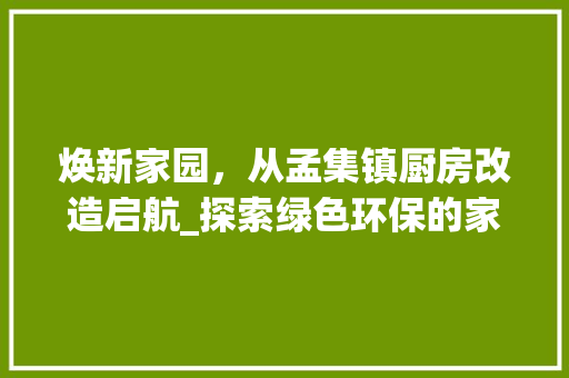 焕新家园，从孟集镇厨房改造启航_探索绿色环保的家居生活之路
