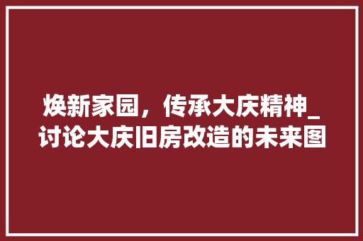 焕新家园，传承大庆精神_讨论大庆旧房改造的未来图景