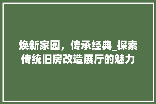 焕新家园，传承经典_探索传统旧房改造展厅的魅力