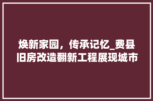 焕新家园，传承记忆_费县旧房改造翻新工程展现城市更新新面貌