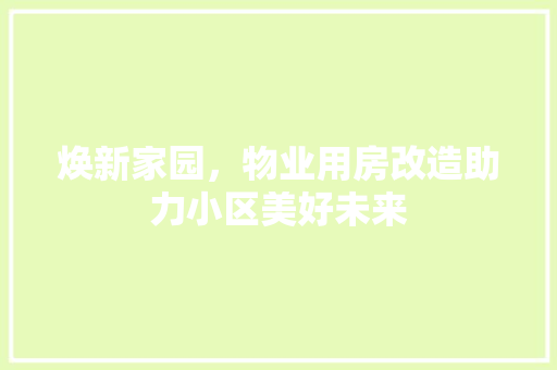 焕新家园，物业用房改造助力小区美好未来