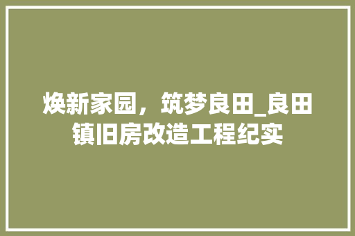 焕新家园，筑梦良田_良田镇旧房改造工程纪实