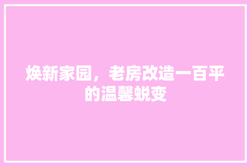 焕新家园，老房改造一百平的温馨蜕变