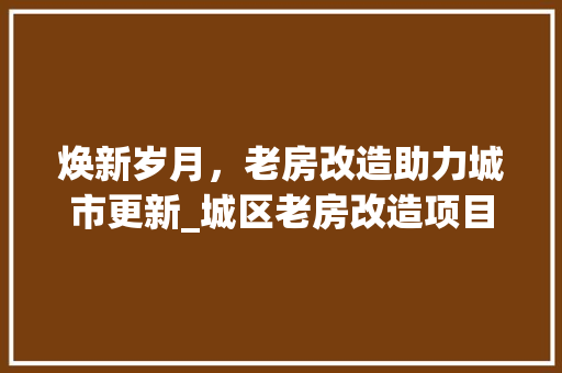 焕新岁月，老房改造助力城市更新_城区老房改造项目介绍