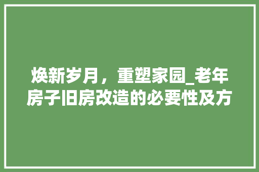 焕新岁月，重塑家园_老年房子旧房改造的必要性及方法指南