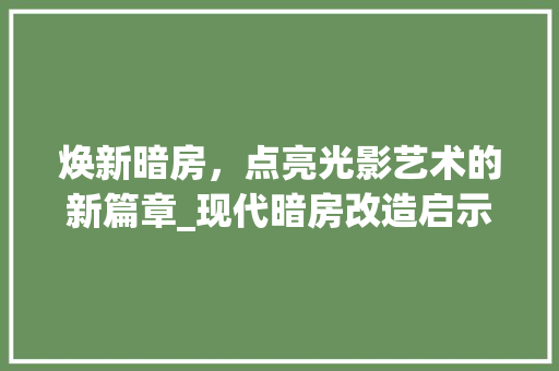 焕新暗房，点亮光影艺术的新篇章_现代暗房改造启示录 墙体维修