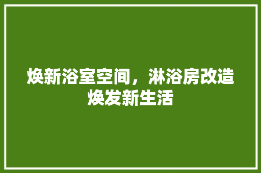 焕新浴室空间，淋浴房改造焕发新生活 厨房维修