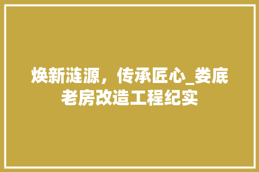 焕新涟源，传承匠心_娄底老房改造工程纪实 汽车维修