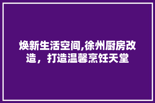 焕新生活空间,徐州厨房改造，打造温馨烹饪天堂
