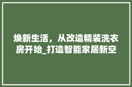 焕新生活，从改造精装洗衣房开始_打造智能家居新空间 厨房维修