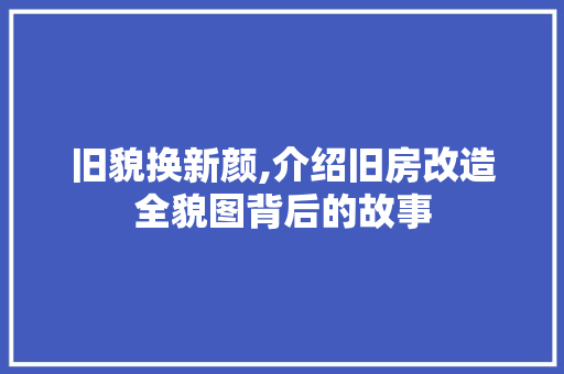 旧貌换新颜,介绍旧房改造全貌图背后的故事