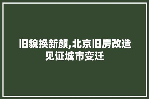 旧貌换新颜,北京旧房改造见证城市变迁