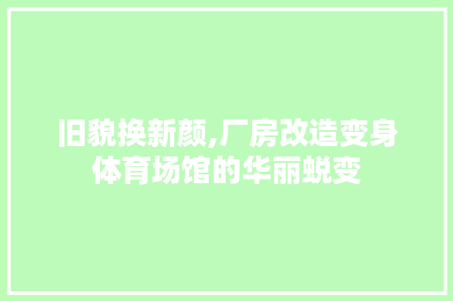 旧貌换新颜,厂房改造变身体育场馆的华丽蜕变