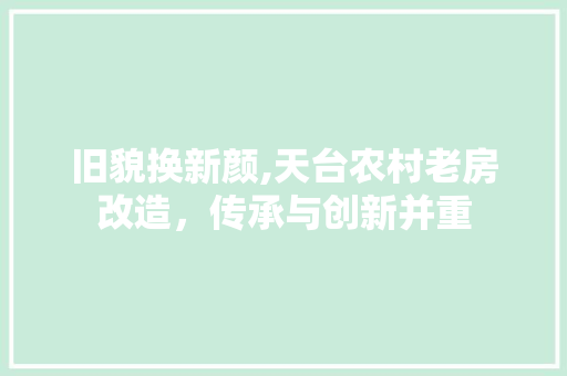 旧貌换新颜,天台农村老房改造，传承与创新并重 家电维修