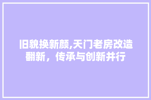 旧貌换新颜,天门老房改造翻新，传承与创新并行