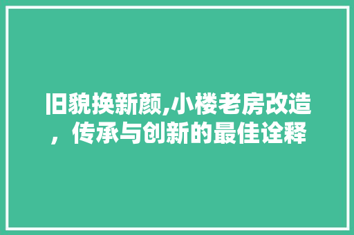 旧貌换新颜,小楼老房改造，传承与创新的最佳诠释