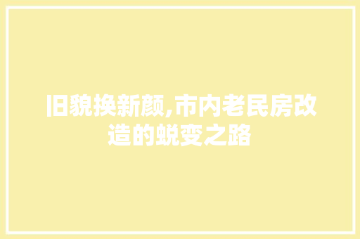 旧貌换新颜,市内老民房改造的蜕变之路