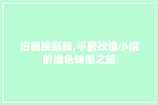 旧貌换新颜,平房改造小院的绿色转型之旅 综合便民